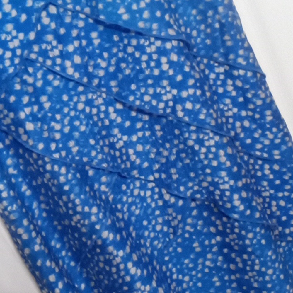 SILK Dress Polka Dot Sleeveless Tiered Diagonal Ruffles Ann Taylor - Picture 4 of 10